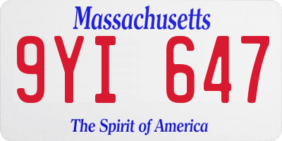 MA license plate 9YI647