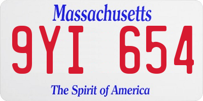 MA license plate 9YI654