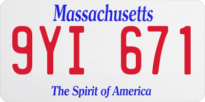 MA license plate 9YI671