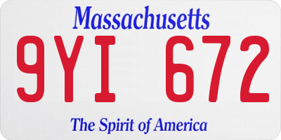 MA license plate 9YI672