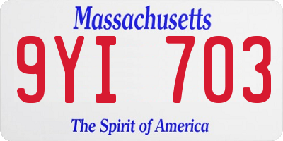 MA license plate 9YI703