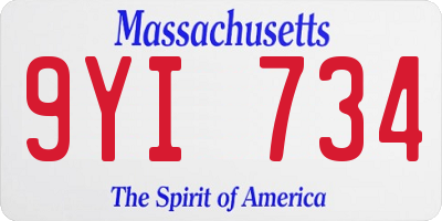 MA license plate 9YI734