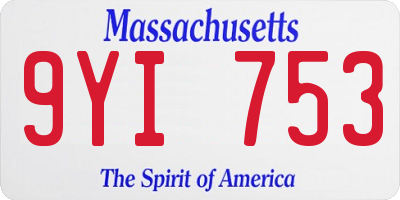 MA license plate 9YI753