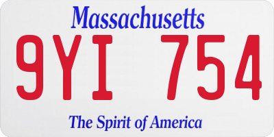 MA license plate 9YI754