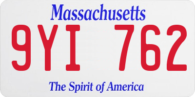 MA license plate 9YI762