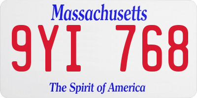 MA license plate 9YI768
