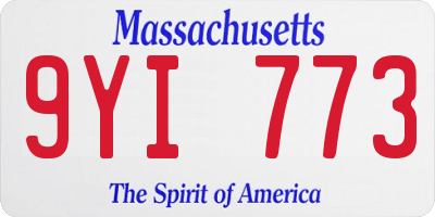 MA license plate 9YI773
