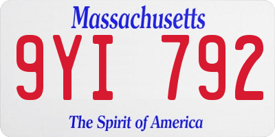 MA license plate 9YI792