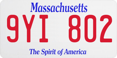 MA license plate 9YI802