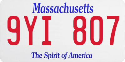 MA license plate 9YI807