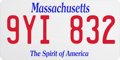 MA license plate 9YI832