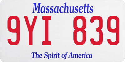 MA license plate 9YI839