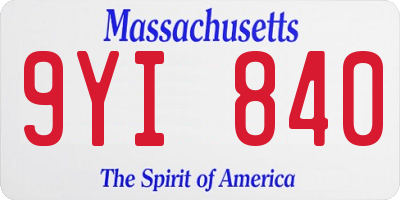 MA license plate 9YI840