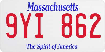 MA license plate 9YI862