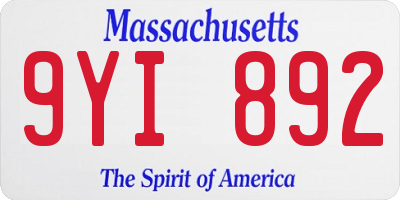 MA license plate 9YI892
