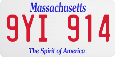 MA license plate 9YI914