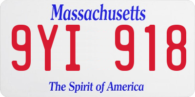 MA license plate 9YI918