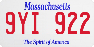 MA license plate 9YI922