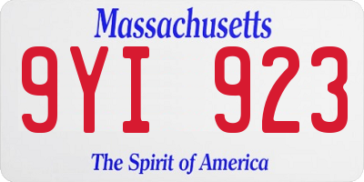 MA license plate 9YI923