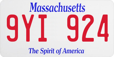 MA license plate 9YI924