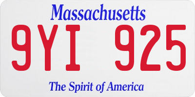MA license plate 9YI925