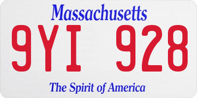MA license plate 9YI928