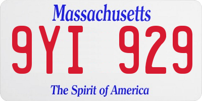 MA license plate 9YI929
