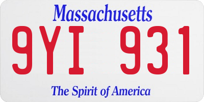 MA license plate 9YI931