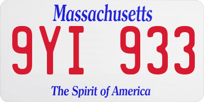 MA license plate 9YI933