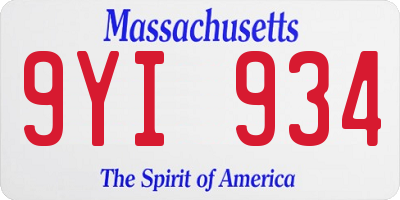 MA license plate 9YI934