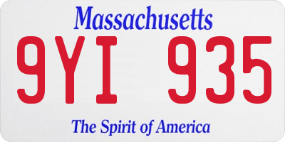MA license plate 9YI935