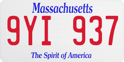 MA license plate 9YI937