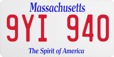 MA license plate 9YI940