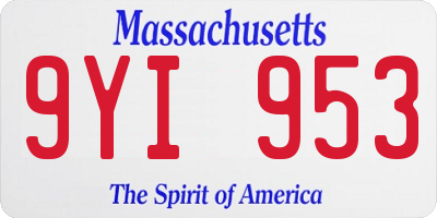 MA license plate 9YI953