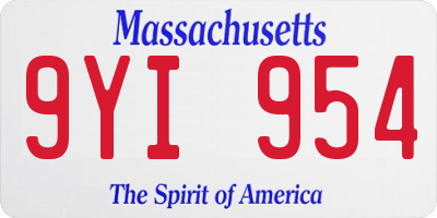 MA license plate 9YI954