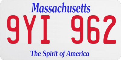 MA license plate 9YI962