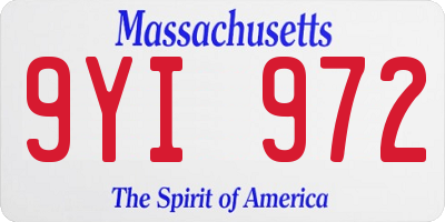 MA license plate 9YI972