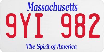 MA license plate 9YI982