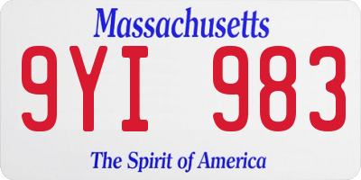 MA license plate 9YI983