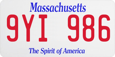 MA license plate 9YI986