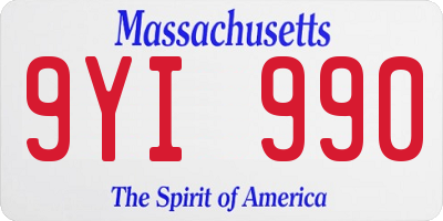 MA license plate 9YI990
