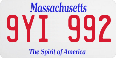MA license plate 9YI992