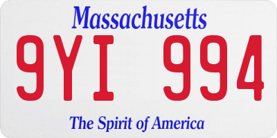 MA license plate 9YI994
