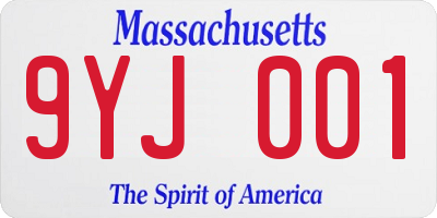 MA license plate 9YJ001