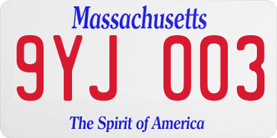 MA license plate 9YJ003