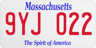 MA license plate 9YJ022