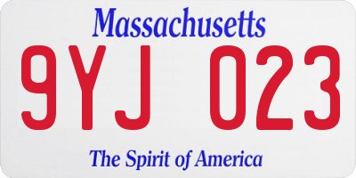 MA license plate 9YJ023