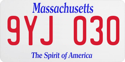 MA license plate 9YJ030