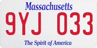 MA license plate 9YJ033