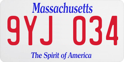 MA license plate 9YJ034